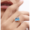 Ring, Topaz Swiss Blue, Diamonds, Yellow Gold