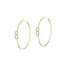  Move Uno Large Hoop Earrings Yellow Gold Diamond Earrings