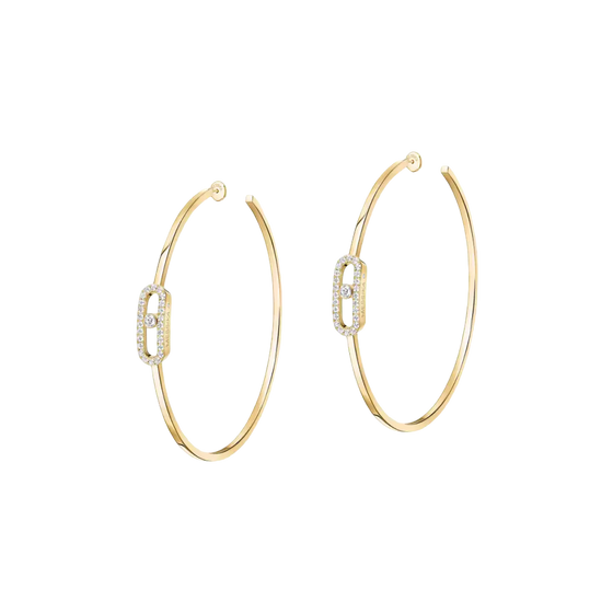 Move Uno Large Hoop Earrings Yellow Gold Diamond Earrings
