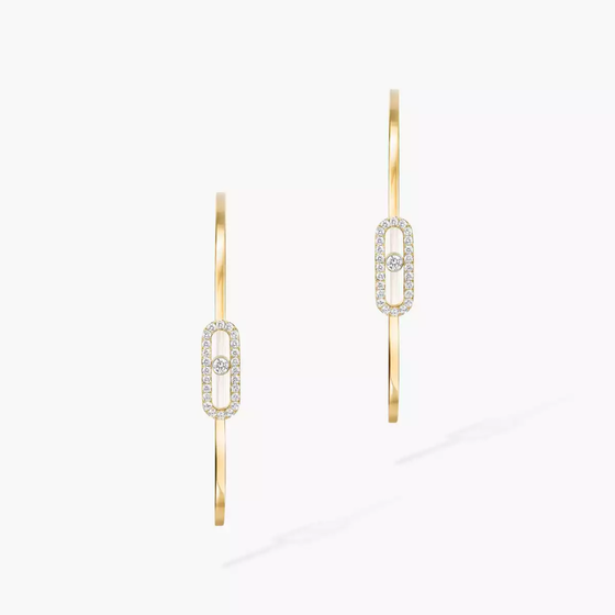 Move Uno Large Hoop Earrings Yellow Gold Diamond Earrings