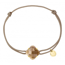  Bracelet, Sunstone, Golden Beige Cord, Yellow Gold