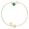 Bracelet, Agate Verte, Diamants, Nacre Blanche, Or Jaune