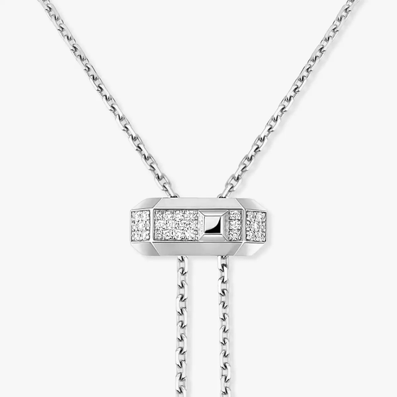 Moderniste tie necklace White Gold Diamond Necklace