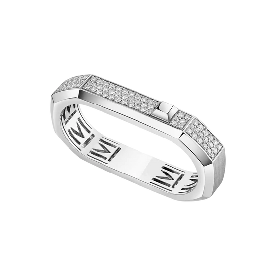 Moderniste pavé two-finger ring White Gold Diamond Ring