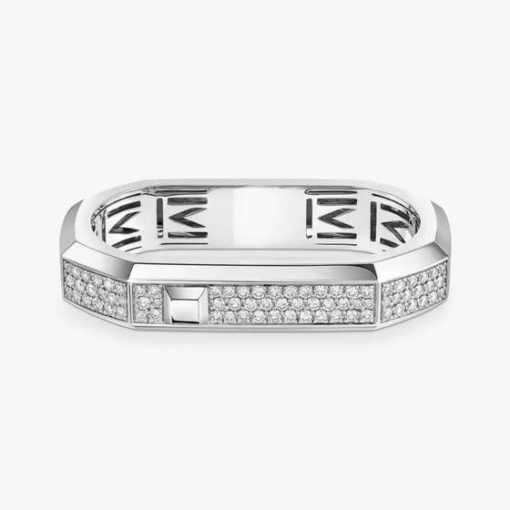 Moderniste pavé two-finger ring White Gold Diamond Ring