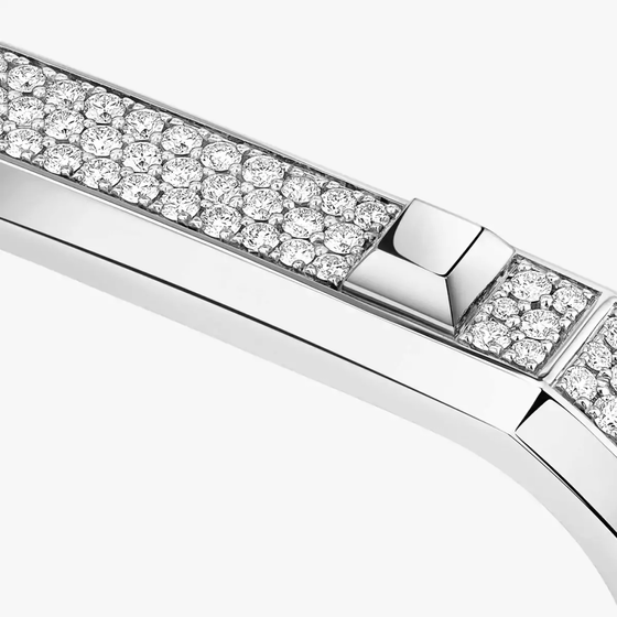 Moderniste pavé two-finger ring White Gold Diamond Ring