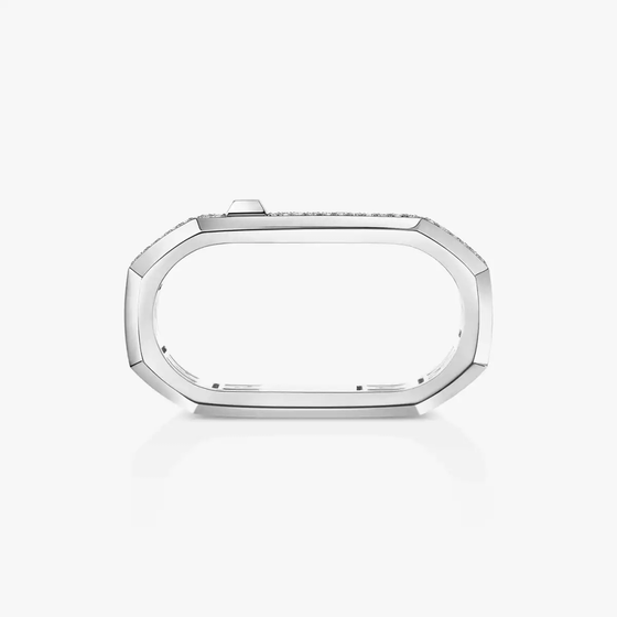 Moderniste pavé two-finger ring White Gold Diamond Ring