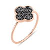 Bague Serti, Diamants Noirs, Or Rose