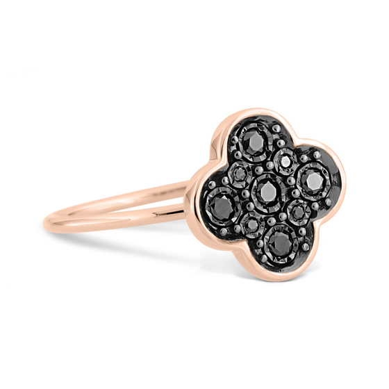 Bague Serti, Diamants Noirs, Or Rose
