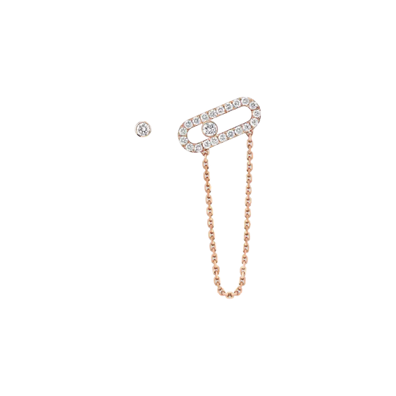 Move Uno Chain and Stud earrings Pink Gold Diamond Earrings