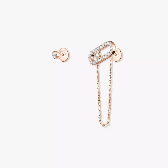 Move Uno Chain and Stud earrings Pink Gold Diamond Earrings