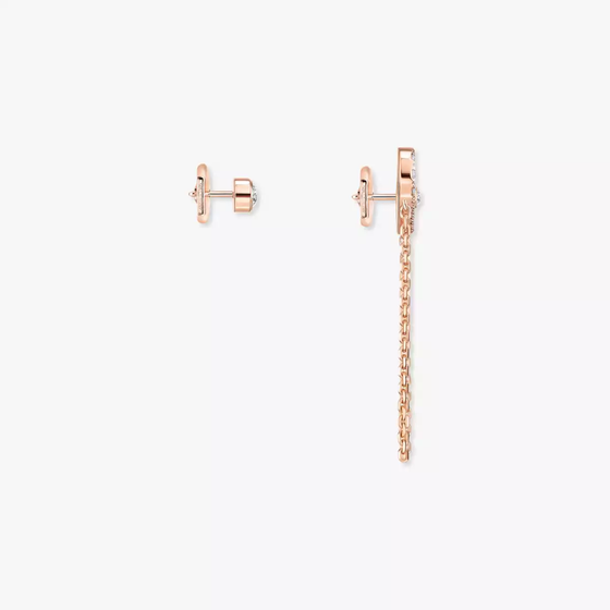 Move Uno Chain and Stud earrings Pink Gold Diamond Earrings