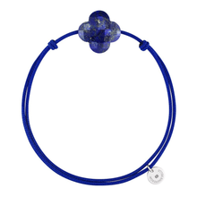  Lapis Lazuli Clover Royal Blue Cord Bracelet