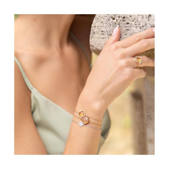Bracelet Victoria Diamants Citrine + Diamants Or Jaune