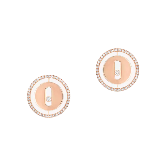 Lucky Move Stud Pink Gold Diamond Earrings