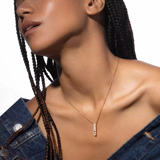 My First Diamond Pavé Pink Gold Diamond Necklace