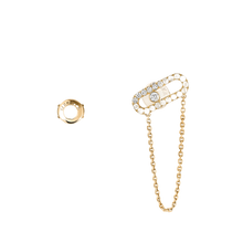  Yellow Gold Diamond Earrings Move Uno Chain and Stud earrings
