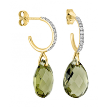  Olive Quartz And Diamonds Yellow Gold Alma Earrings