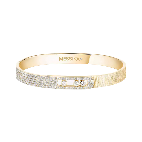Move Noa Ciselé Semi-Pavé Bangle Yellow Gold Diamond Bracelet