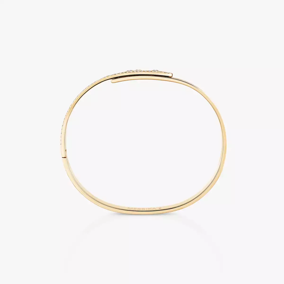 Move Noa Ciselé Semi-Pavé Bangle Yellow Gold Diamond Bracelet