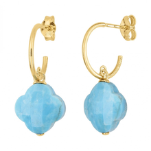  Turquoise Small Clover Yellow Gold Earrings
