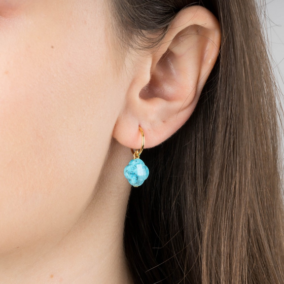 Earrings, Turquoise, Yellow Gold