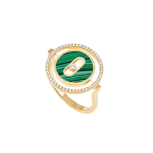  Lucky Move SM Malachite Yellow Gold Diamond Ring