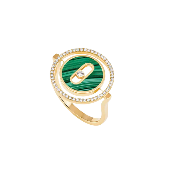 Lucky Move SM Malachite Yellow Gold Diamond Ring