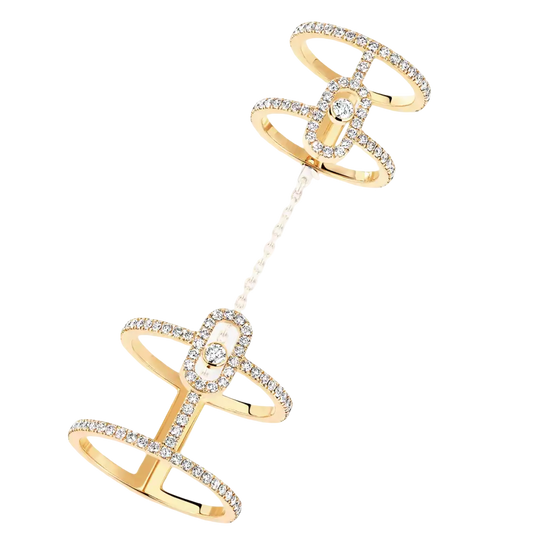 Move Uno Double Yellow Gold Diamond Ring