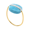 Ring, Turquoise Cushion, Diamonds, Yellow Gold