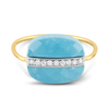 Ring, Turquoise Cushion, Diamonds, Yellow Gold