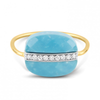 Ring, Turquoise Cushion, Diamonds, Yellow Gold