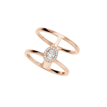  Pink Gold Diamond Ring Glam'Azone 2 Rows