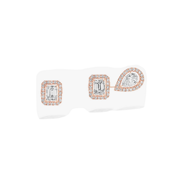 Pink Gold Diamond Earrings My Twin 1+2 0.20 ct x3