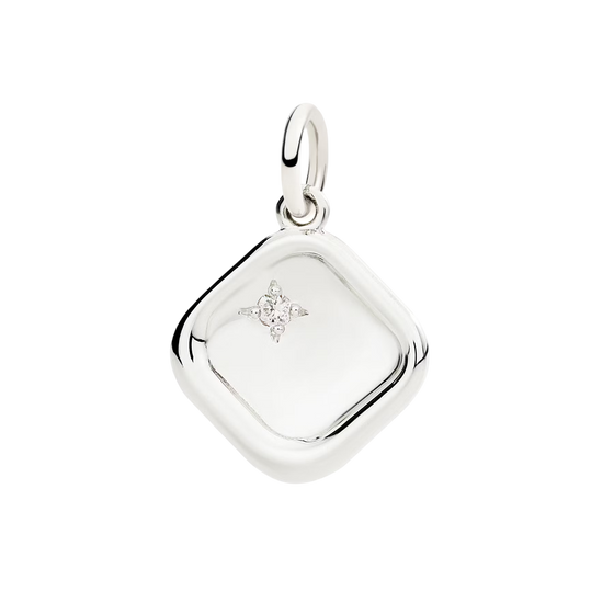 Silver & White Diamond Signet Charm