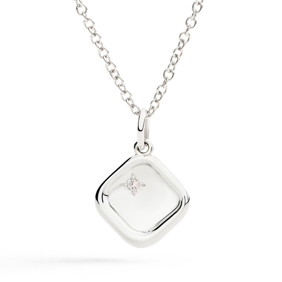 Silver & White Diamond Signet Charm