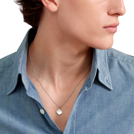 Silver & White Diamond Signet Charm