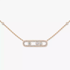 Move Classique pavé necklace, small model pavé Pink gold diamond necklace Baby Move