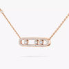 Move Classique pavé necklace, small model pavé Pink gold diamond necklace Baby Move