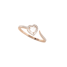  Pink Gold Diamond Ring Joy Cœur 0.15-carat Diamond Pavé