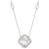 Collier, Nacre Blanche, Diamants, Or Blanc