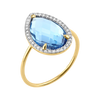 Bague, Topaze Swiss Blue, Diamants, Or Jaune