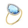 Ring, Topaz Swiss Blue, Diamonds, Yellow Gold