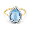 Ring, Topaz Swiss Blue, Diamonds, Yellow Gold
