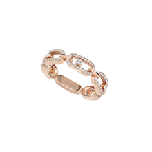  Pink Gold Diamond Ring Move Link Multi Pavée