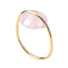  Powdery Pink Quartz Yellow Gold Ring