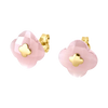 Studs, Guava Quartz, Yellow Gold