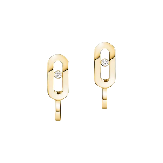 Move Uno Mini Hoops Yellow Gold Diamond Earrings