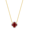 Necklace, Mini Red Quartz, Diamonds, Yellow Gold