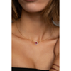 Necklace, Mini Red Quartz, Diamonds, Yellow Gold